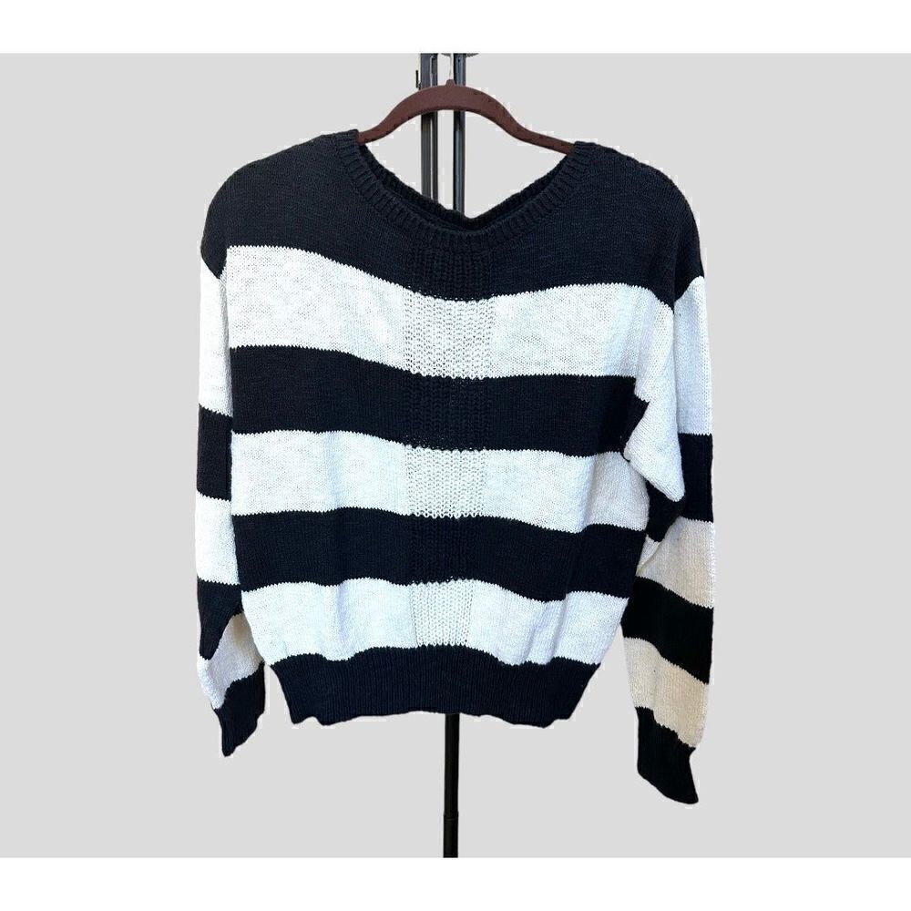 Bobi Los Angeles Black and White Center Stitch Sweater Size M